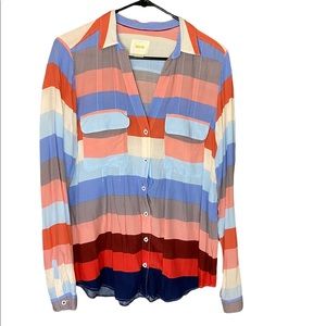 Anthropologie Maeve Striped Button up Blouse Size 14